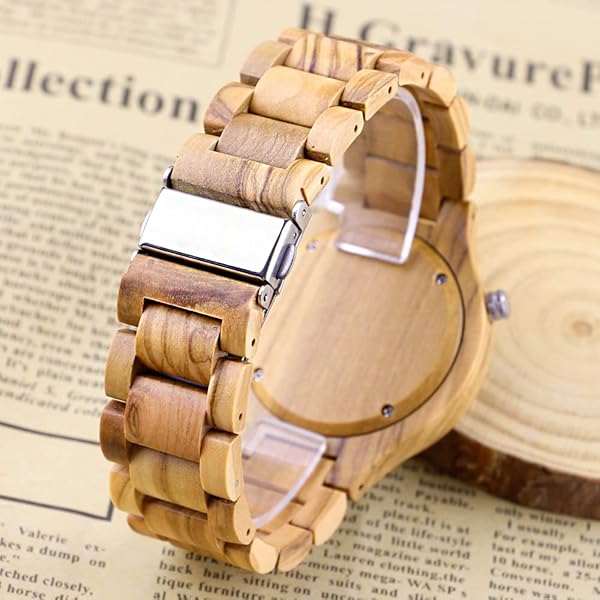 Wooden Watches Mens with Handmade Colorful Bamboo Wood Watch Analog Date Quartz Wooden Watch for Men Q2022-white-US