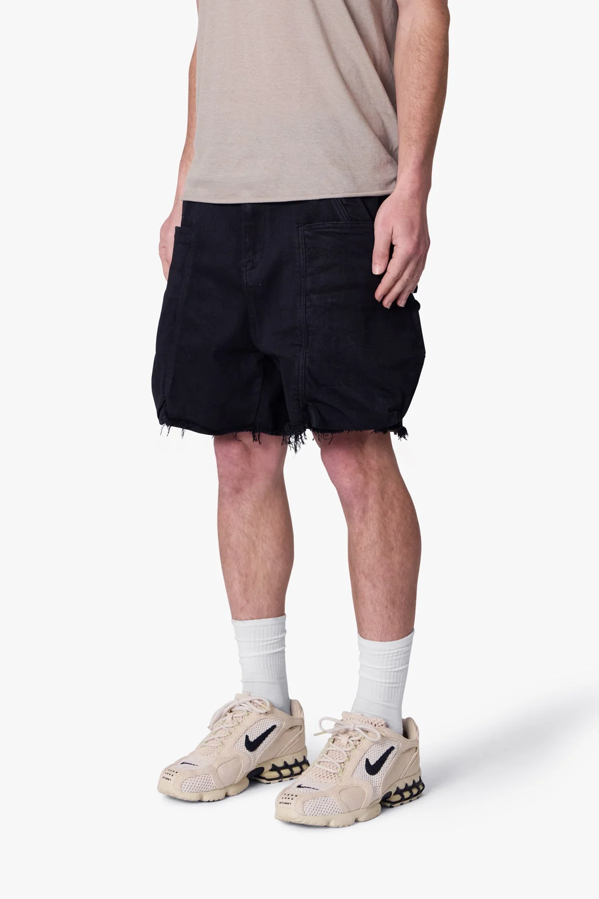Roughed Pocket Cargo Shorts - Black