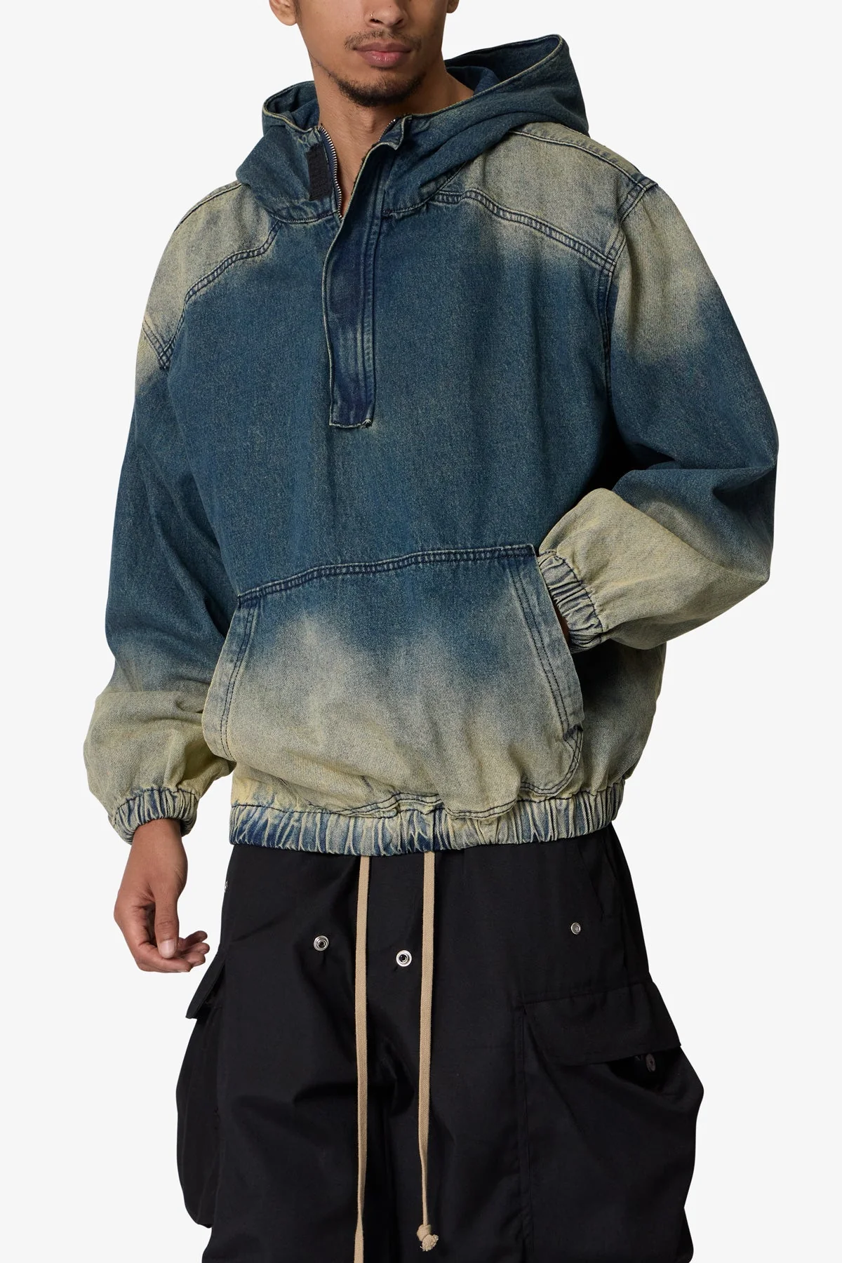 Sludge Denim Quarter Zip Jacket - Blue/Green