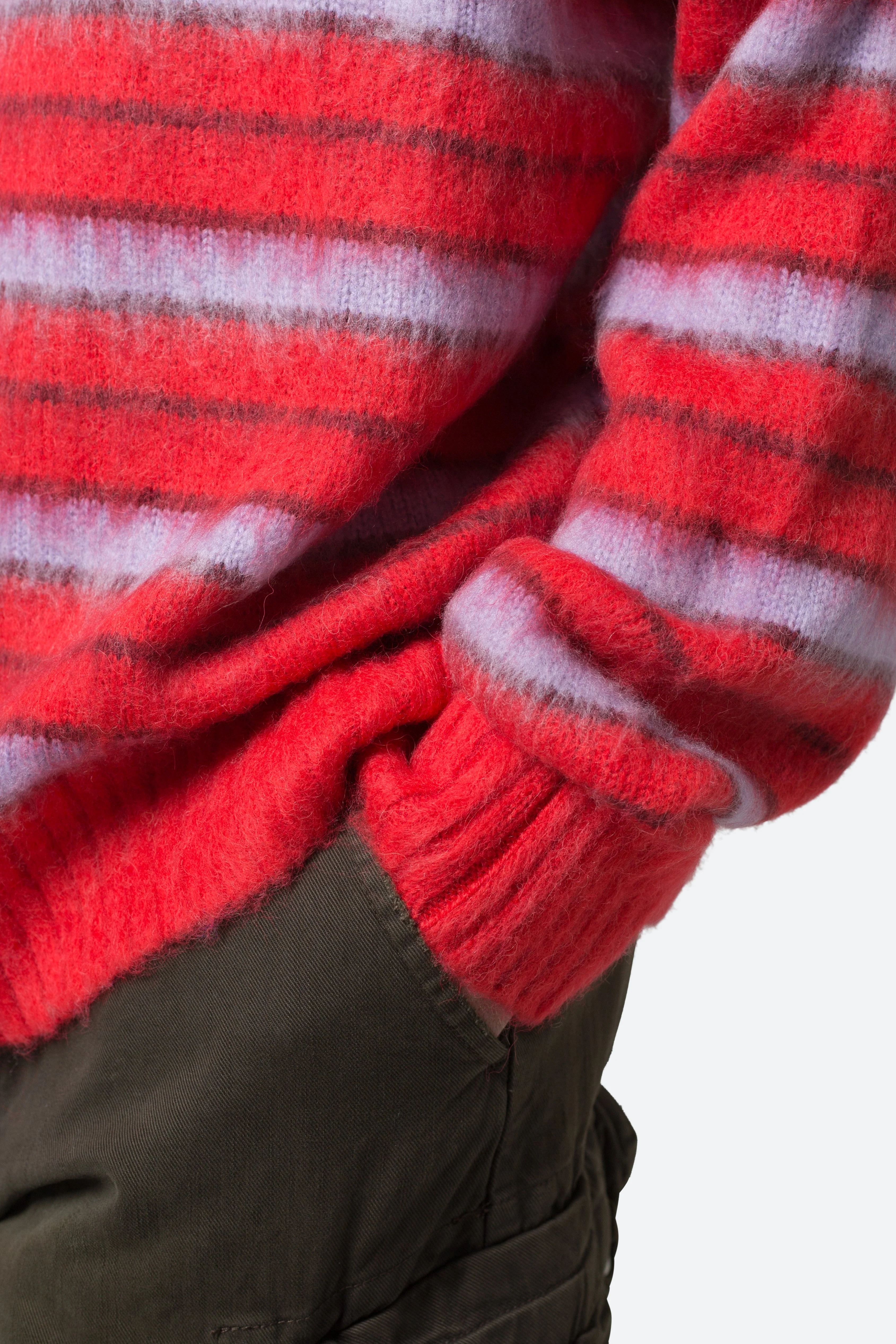 Striped Mohair Sweater - Red