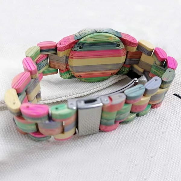 Womens Wooden Watch with All Wood Strap Analog Classic Design Colorful Bamboo Ladies Watches for Women, Couples Q1058