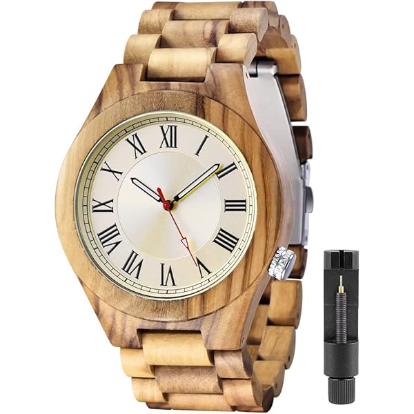Wooden Watches Mens with Handmade Colorful Bamboo Wood Watch Analog Date Quartz Wooden Watch for Men Q2022-white-US (sale by bulk)