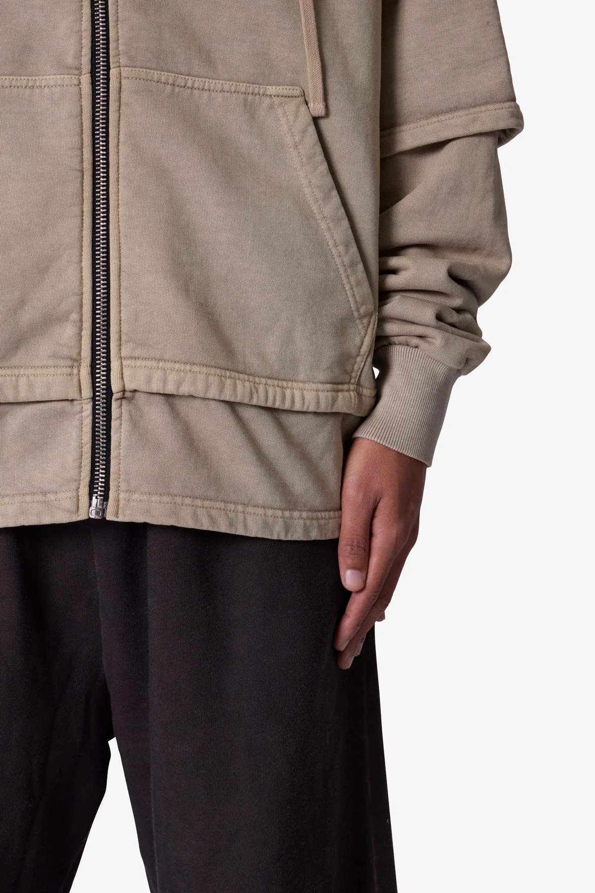 Double Layer Zipper Sweater - Washed Earth