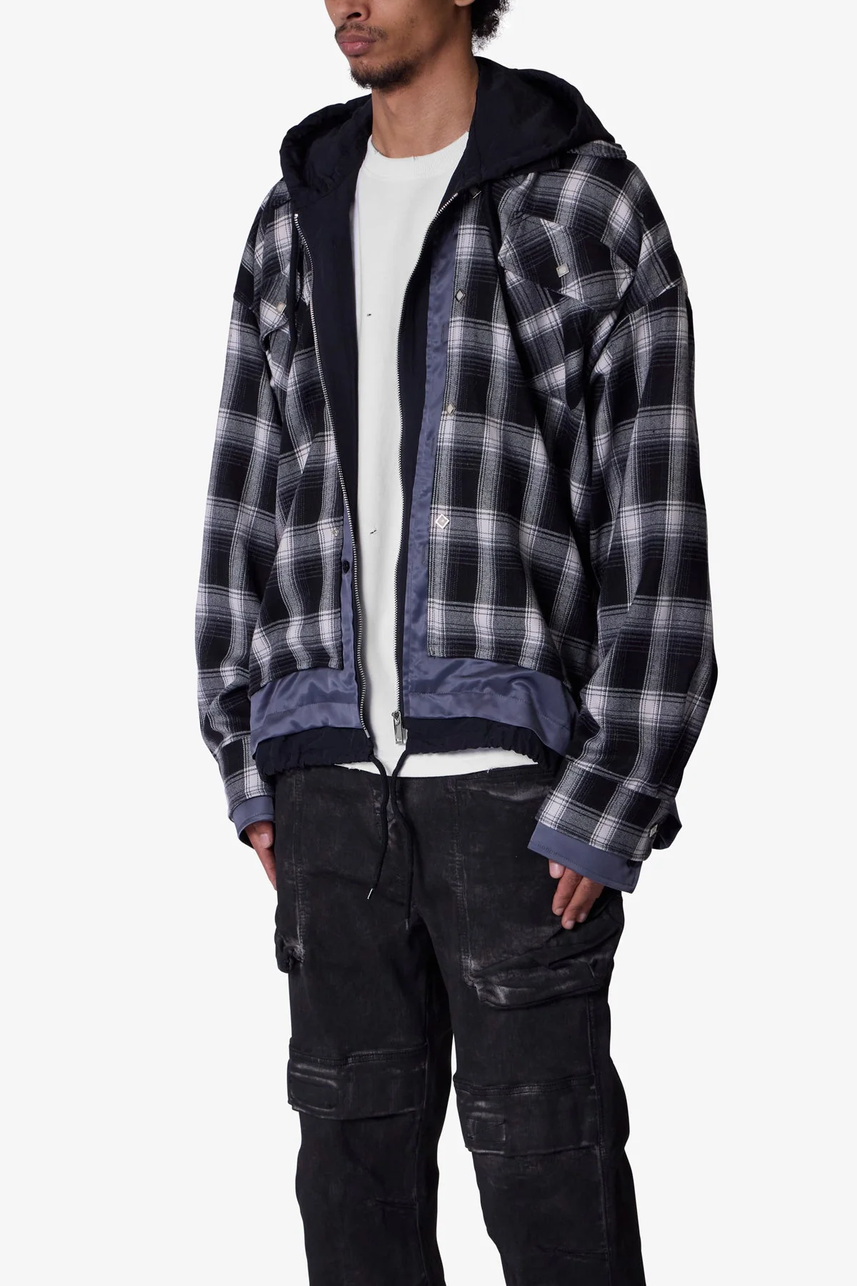Zipped Up Flannel Jacket - Black
