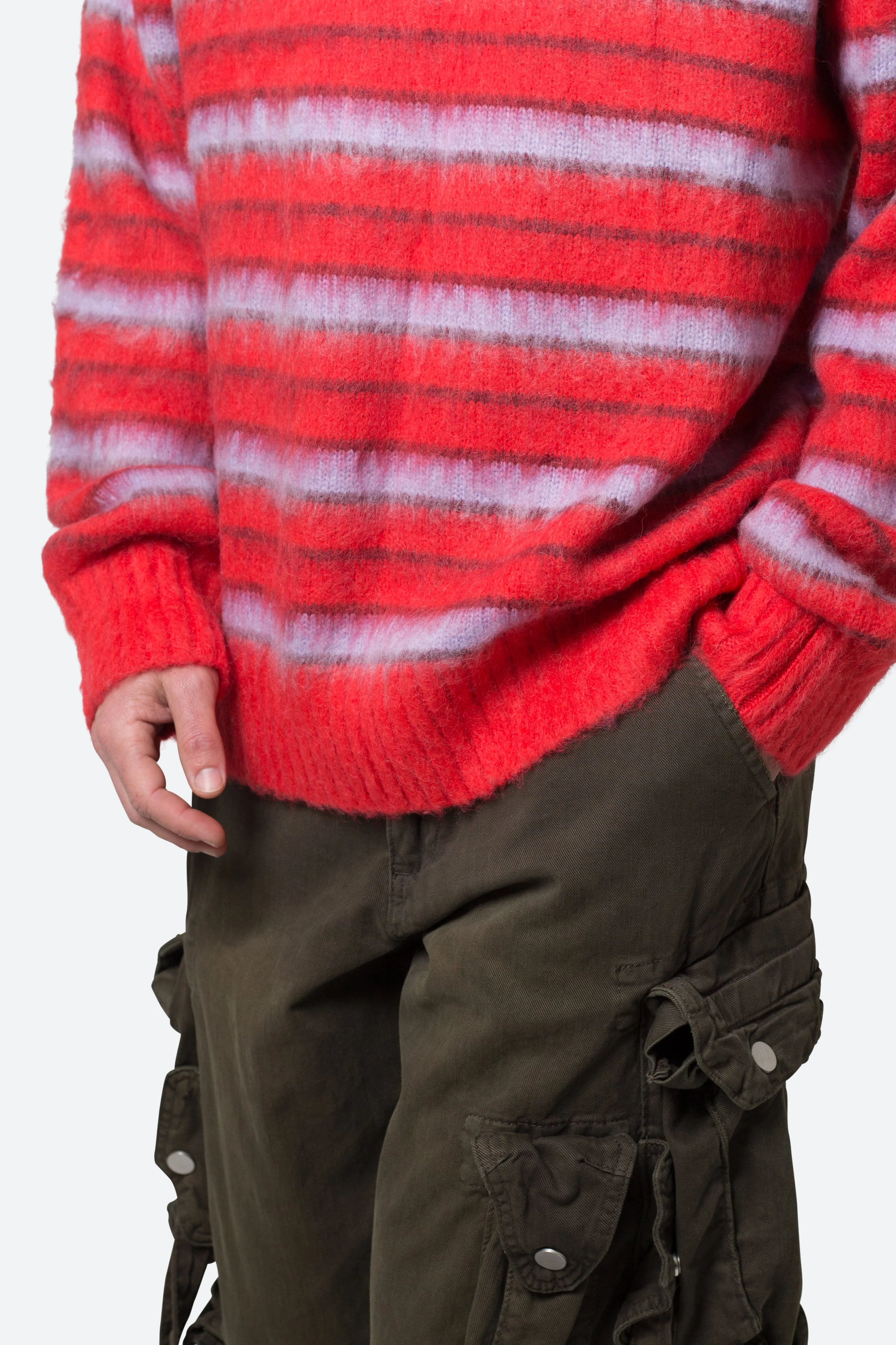 Striped Mohair Sweater - Red