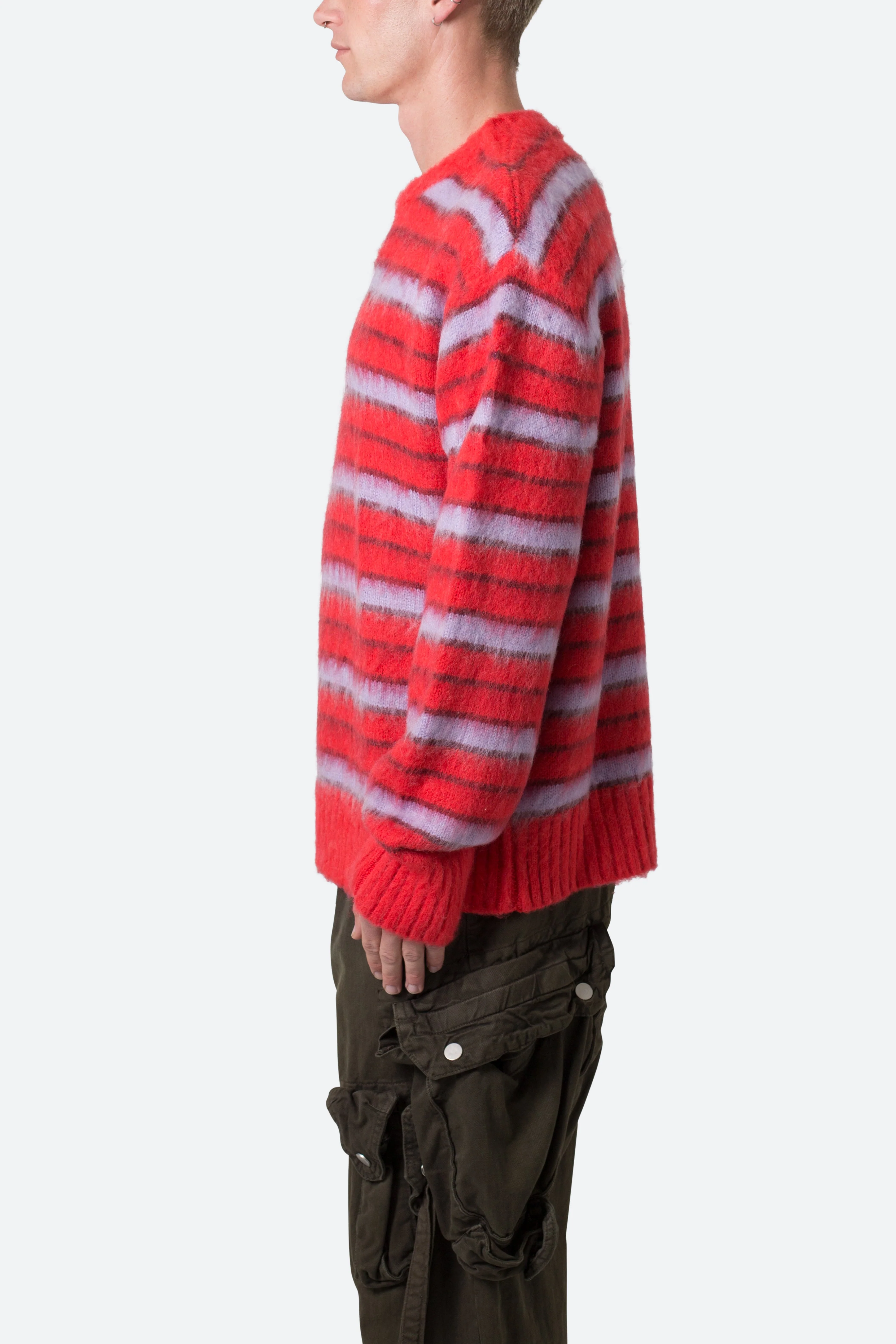 Striped Mohair Sweater - Red