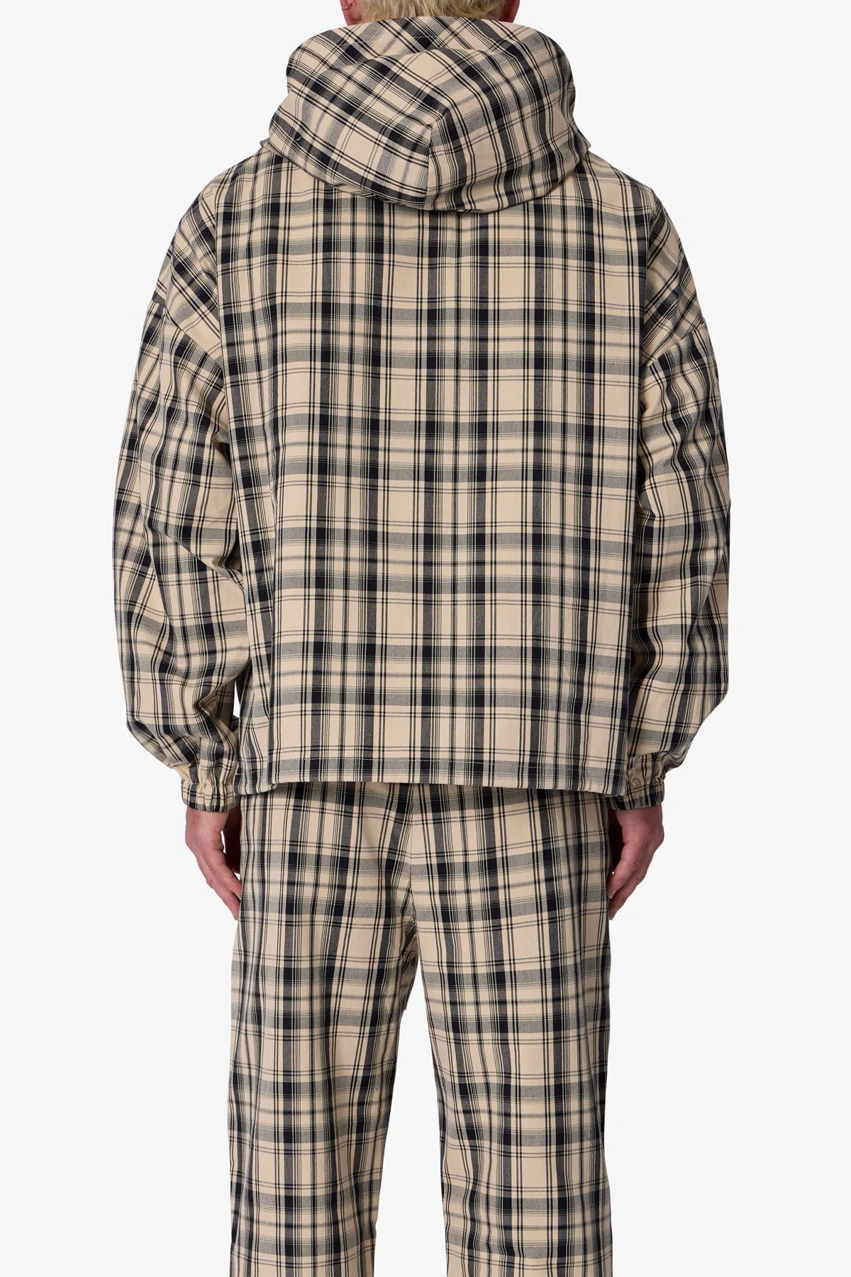 Tartan Print Quarter Zip Jacket - Cream