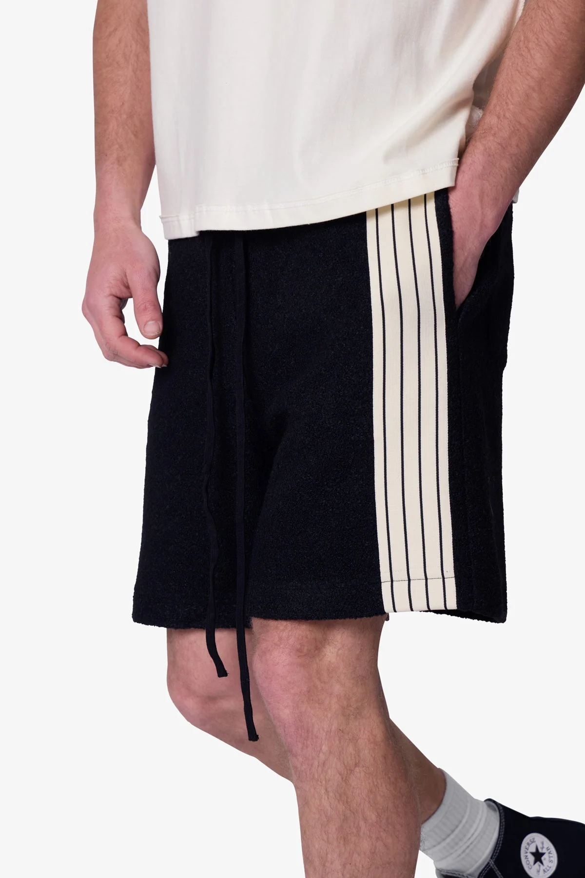 Tricot Striped Sweatshorts - Black