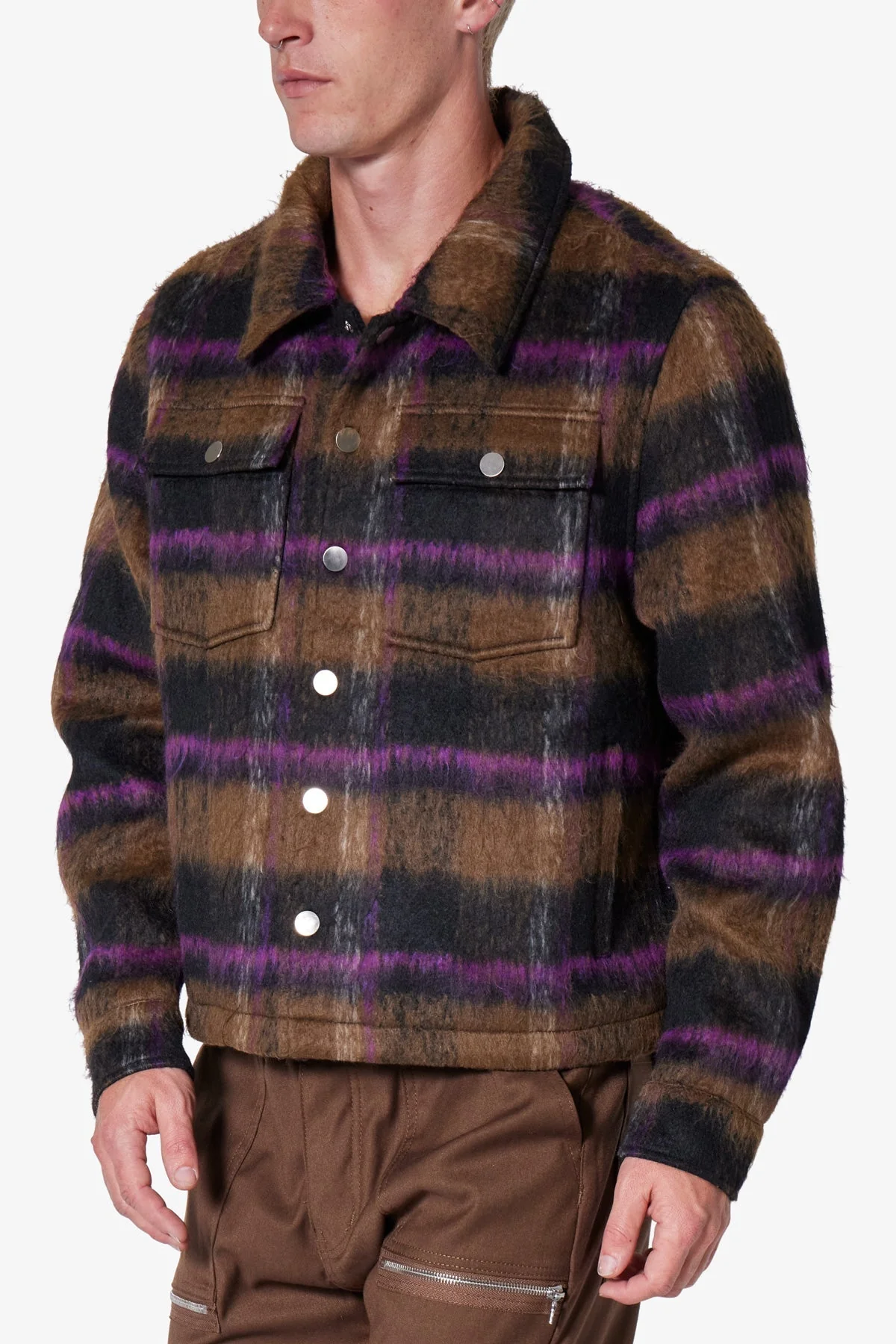 Brushed Flannel Jacket - Brown