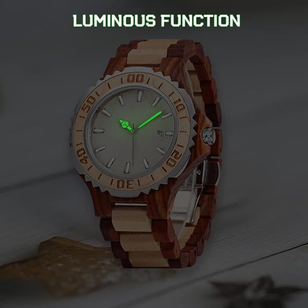 Wooden Watches Mens with Handmade Colorful Bamboo Wood Watch Analog Date Quartz Wooden Watch for Men WD1018-red