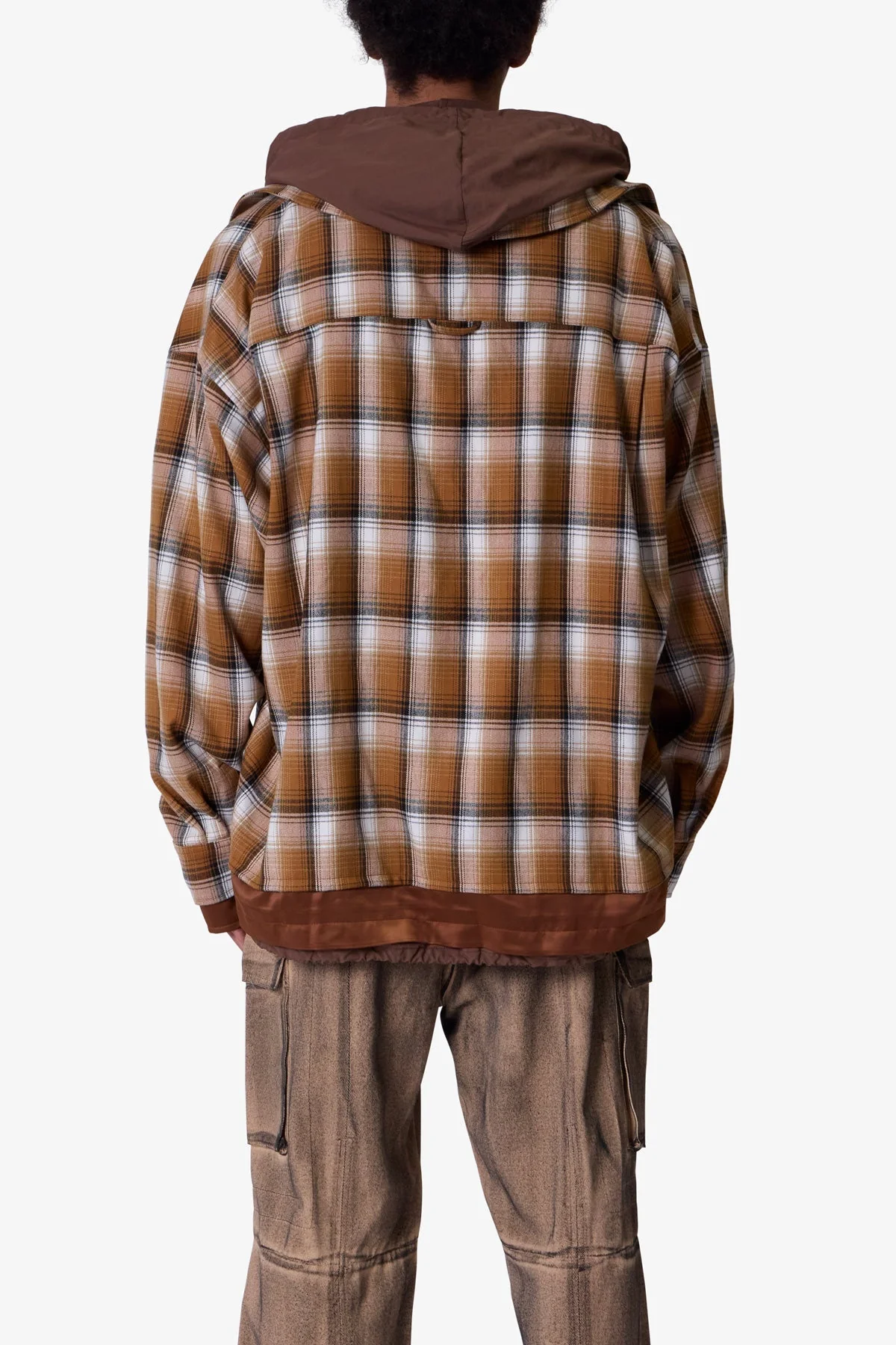 Zipped Up Flannel Jacket - Brown