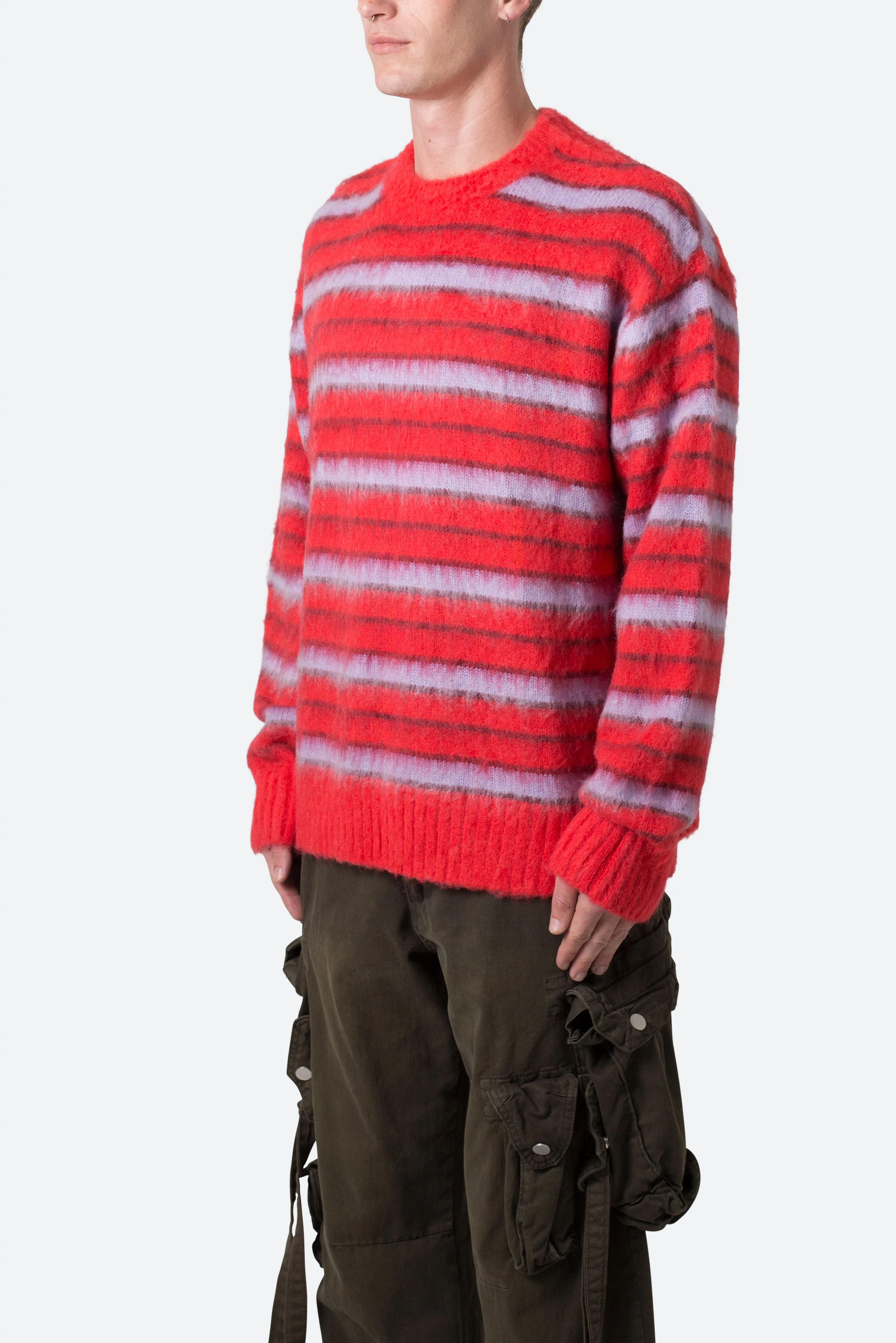 Striped Mohair Sweater - Red