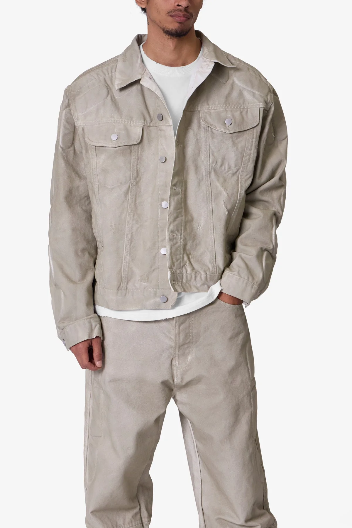 Moto Trucker Jacket - Off White