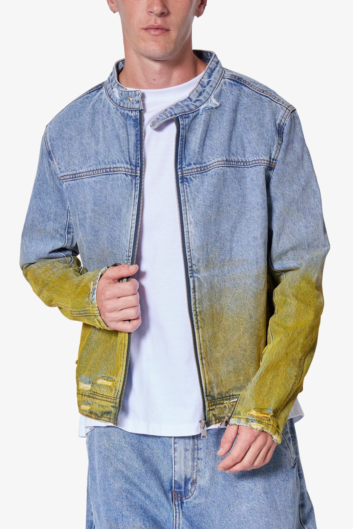 Dual Gradient Washed Denim Jacket - Blue