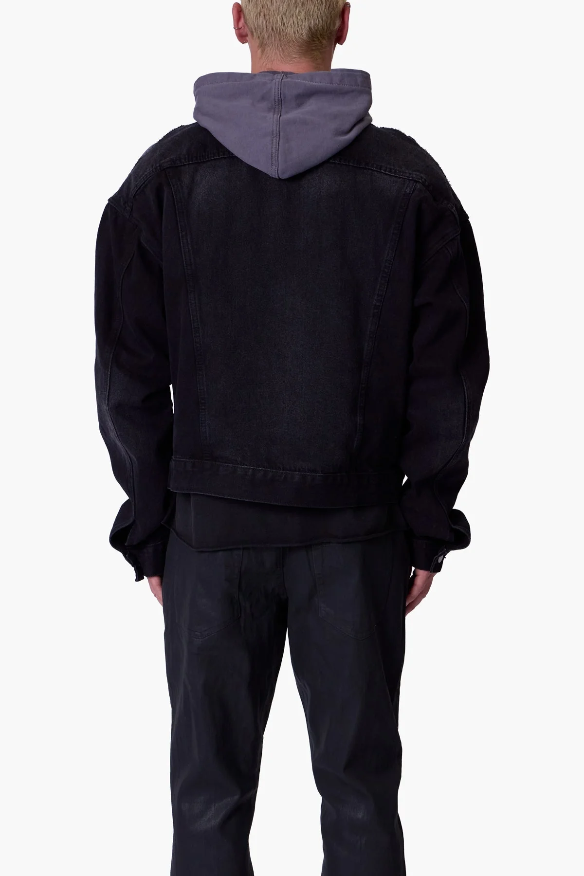 Denim Dissolved Trucker Jacket - Black/Grey