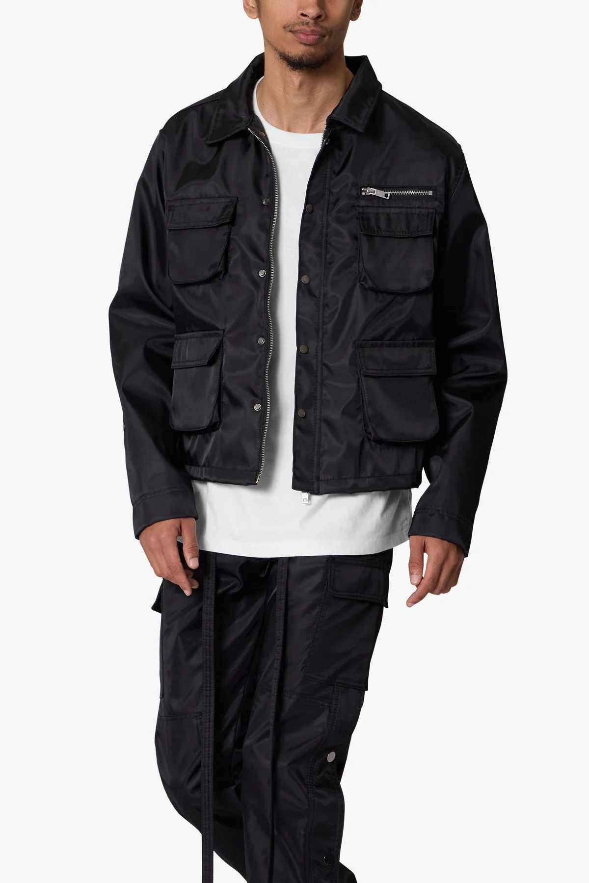 Snap Cargo Work Jacket - Black