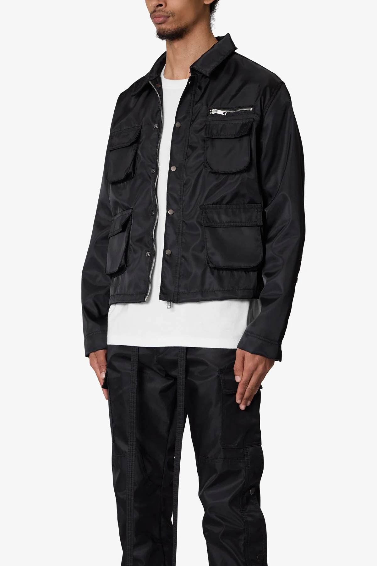 Snap Cargo Work Jacket - Black