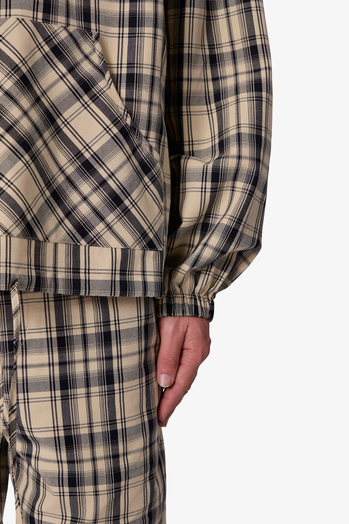 Tartan Print Quarter Zip Jacket - Cream