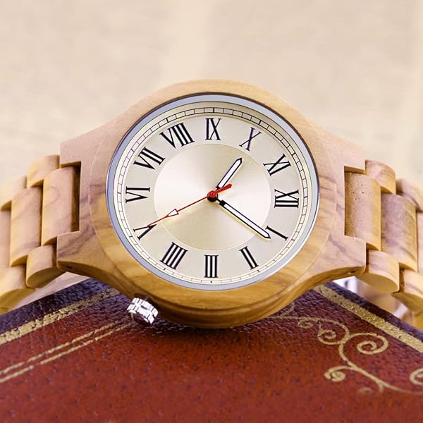 Wooden Watches Mens with Handmade Colorful Bamboo Wood Watch Analog Date Quartz Wooden Watch for Men Q2022-white-US