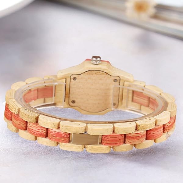 Womens Wooden Watch with All Wood Strap Analog Classic Design Colorful Bamboo Ladies Watches for Women, Couples Q1062