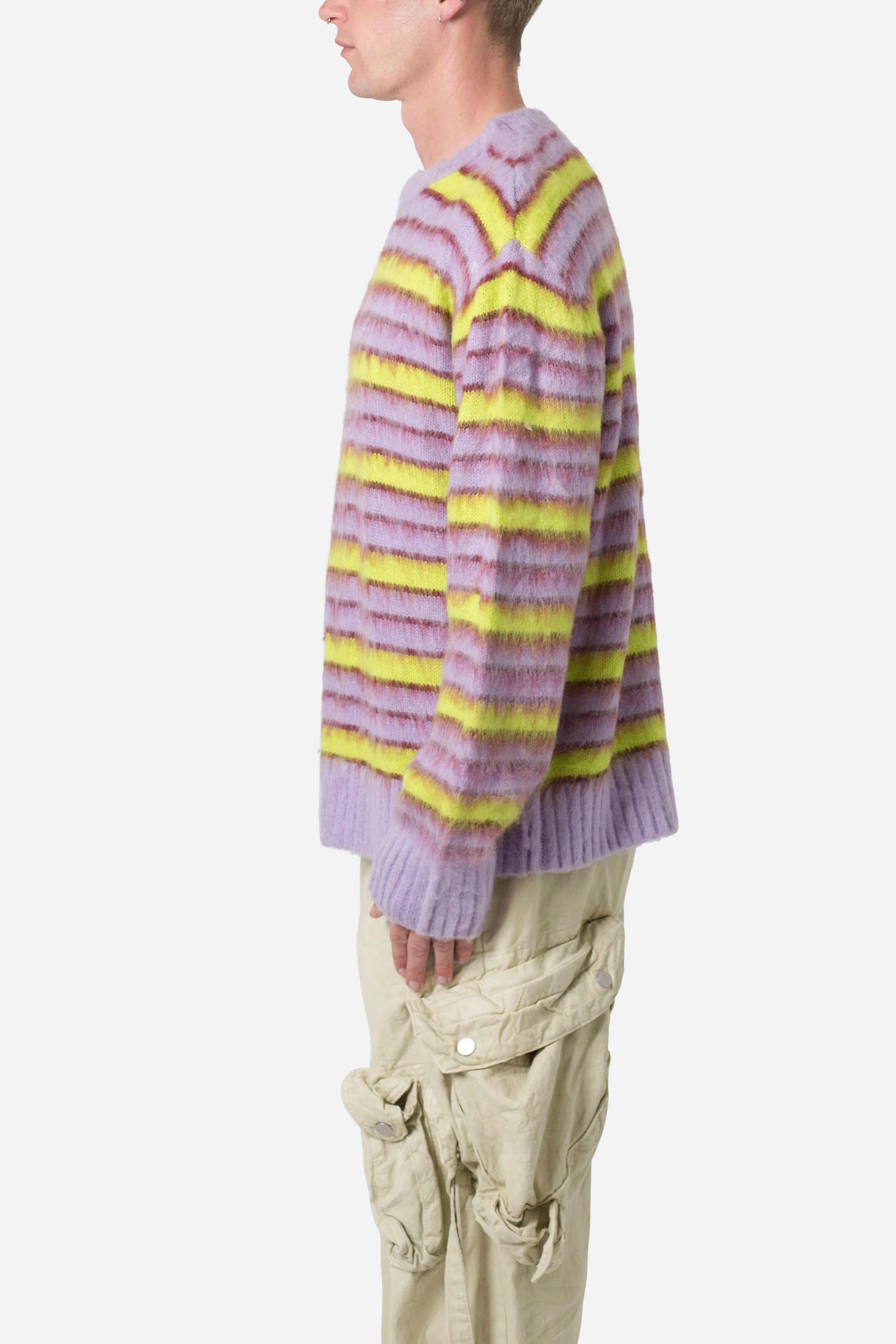 Striped Mohair Sweater - Green/Purple