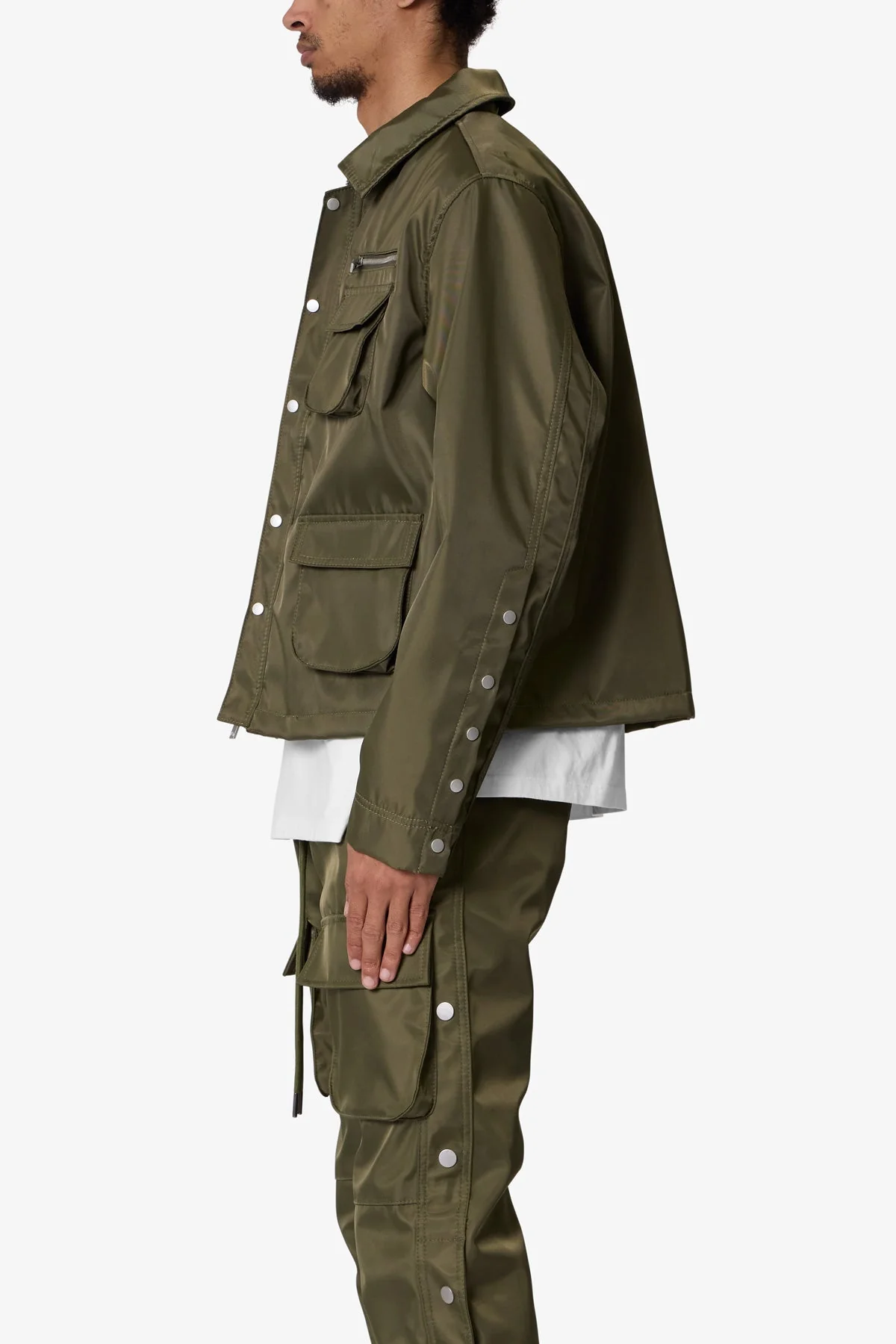 Snap Cargo Work Jacket - Olive