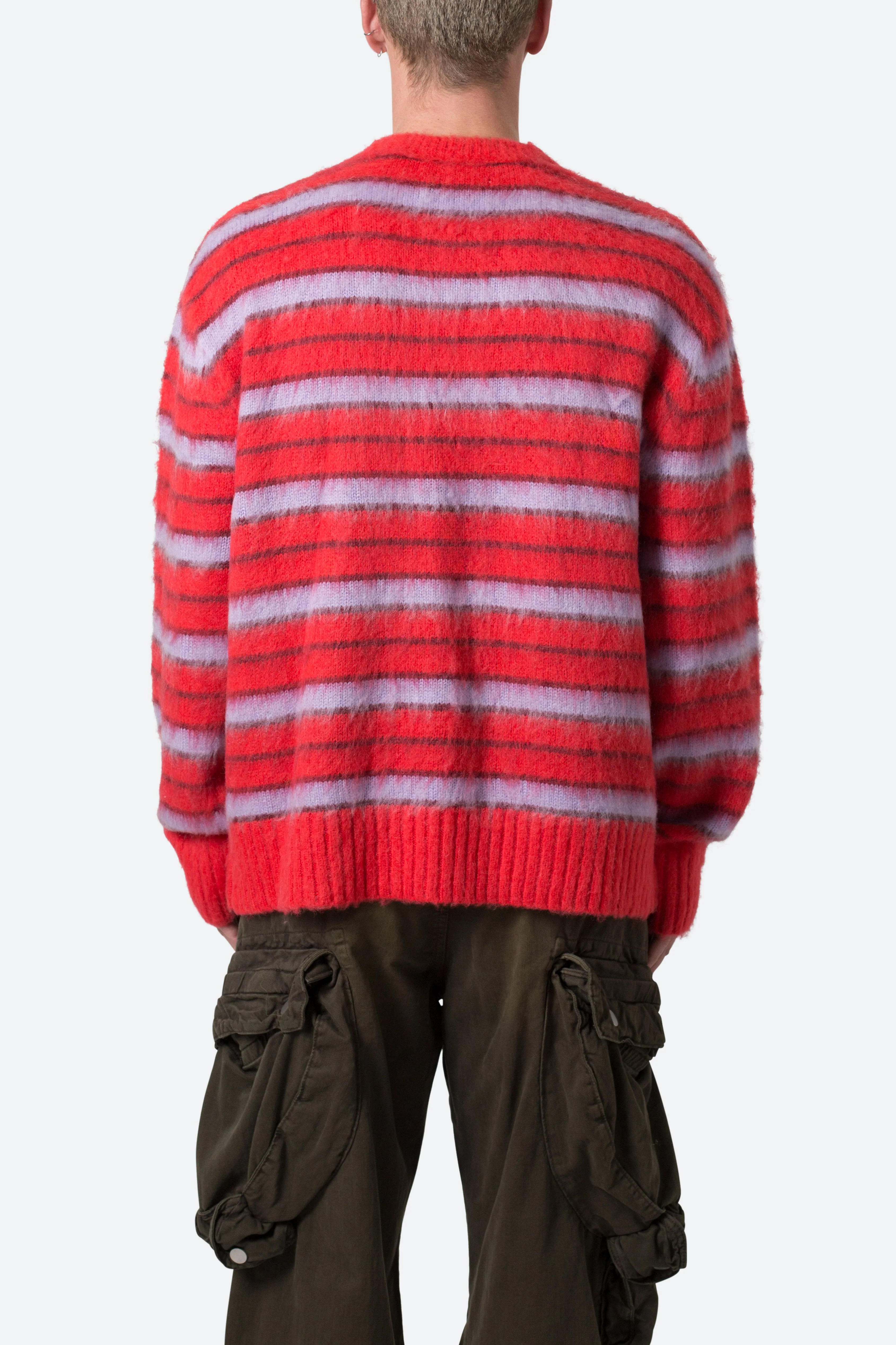 Striped Mohair Sweater - Red