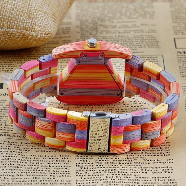 Womens Wooden Watch with All Wood Strap Analog Classic Design Colorful Bamboo Ladies Watches for Women, Couples Q1098-US