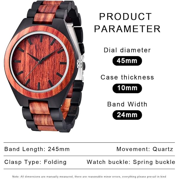 Wooden Watches Mens with Handmade Colorful Bamboo Wood Watch Analog Date Quartz Wooden Watch for Men Q1070