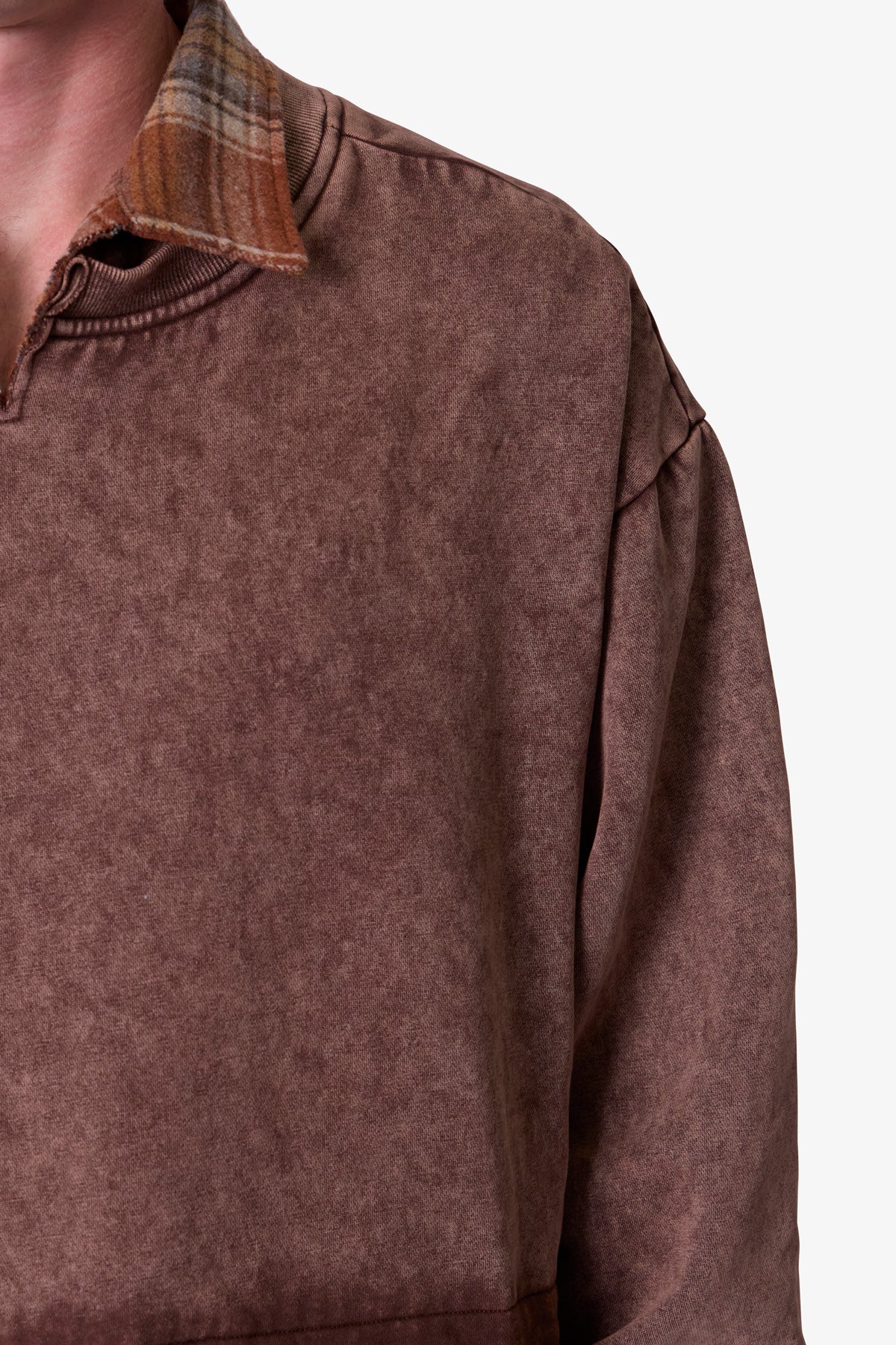 Flannel Crew Pullover Sweater - Brown